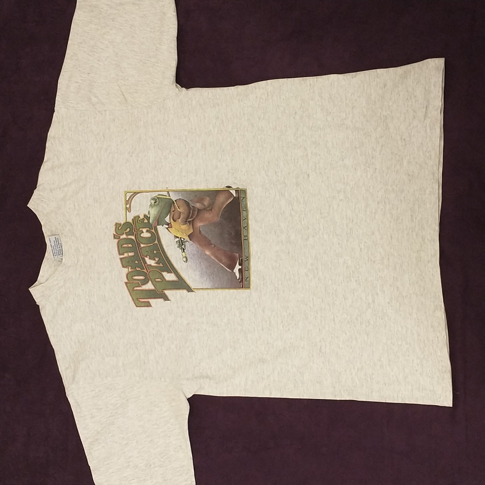 Vintage Toad's Place Graphic Tee 80s T Shirt 100% Cotton USA Made Gray Heather L